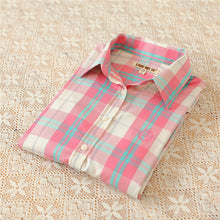 Autumn Female Plaid Blouses Long Sleeve Fashion Blusas Femininas Tops Turn-down Collar Shirt With Button 71639