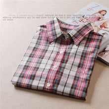 Autumn Female Plaid Blouses Long Sleeve Fashion Blusas Femininas Tops Turn-down Collar Shirt With Button 71639