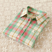 Autumn Female Plaid Blouses Long Sleeve Fashion Blusas Femininas Tops Turn-down Collar Shirt With Button 71639