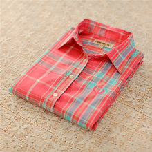 Autumn Female Plaid Blouses Long Sleeve Fashion Blusas Femininas Tops Turn-down Collar Shirt With Button 71639