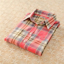 Autumn Female Plaid Blouses Long Sleeve Fashion Blusas Femininas Tops Turn-down Collar Shirt With Button 71639