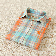 Autumn Female Plaid Blouses Long Sleeve Fashion Blusas Femininas Tops Turn-down Collar Shirt With Button 71639