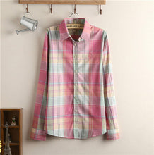 Autumn Female Plaid Blouses Long Sleeve Fashion Blusas Femininas Tops Turn-down Collar Shirt With Button 71639