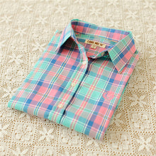 Autumn Female Plaid Blouses Long Sleeve Fashion Blusas Femininas Tops Turn-down Collar Shirt With Button 71639