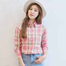 Autumn Female Plaid Blouses Long Sleeve Fashion Blusas Femininas Tops Turn-down Collar Shirt With Button 71639