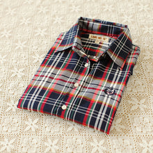 Autumn Female Plaid Blouses Long Sleeve Fashion Blusas Femininas Tops Turn-down Collar Shirt With Button 71639