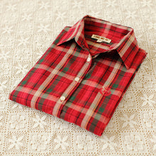Autumn Female Plaid Blouses Long Sleeve Fashion Blusas Femininas Tops Turn-down Collar Shirt With Button 71639