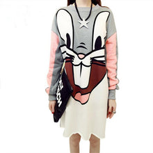 Autumn New Women 0-neck Dress with Rabbit Full Sleeve Plus Size Straight Casual Knee-Length Vestidos 70242