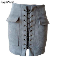 Autumn Skirts Womens Cross Bandage Suede Fabric Mini Skirt Slim Seamless Stretch Tight Elegant Skirt Saia Longa#C907