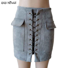 Autumn Skirts Womens Cross Bandage Suede Fabric Mini Skirt Slim Seamless Stretch Tight Elegant Skirt Saia Longa#C907