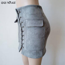 Autumn Skirts Womens Cross Bandage Suede Fabric Mini Skirt Slim Seamless Stretch Tight Elegant Skirt Saia Longa#C907