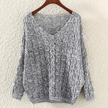 Autumn Spring 2016 Women's Hollow Out Pullovers Loose Bat Long Sleeve Casual V Collar Sweater Women Pull Femmes