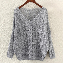 Autumn Spring 2016 Women's Hollow Out Pullovers Loose Bat Long Sleeve Casual V Collar Sweater Women Pull Femmes