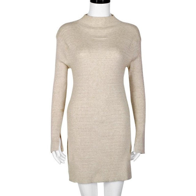 Autumn Winter SweatersTops Women 2016 Side Split knitted Sweaters Women 2016 Turtleneck Long Sleeve Slim jumpers Pull Femme