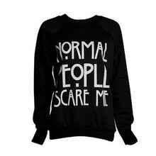 Autumn and Spring Shirts 2016 Womens Casual "Normal people scare me" Long Sleeve Tee Shirt Women Pullover Tops Ladies Roupas