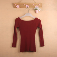 Autumn and Winter Basic Women Sweater Strapless Slash Neck Knitting Sweater Top Thread Slim70058