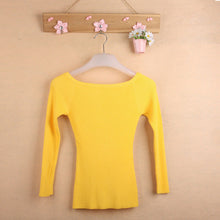 Autumn and Winter Basic Women Sweater Strapless Slash Neck Knitting Sweater Top Thread Slim70058