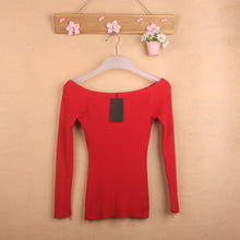 Autumn and Winter Basic Women Sweater Strapless Slash Neck Knitting Sweater Top Thread Slim70058