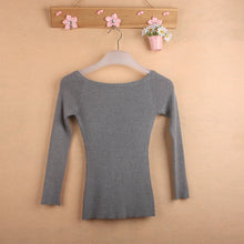 Autumn and Winter Basic Women Sweater Strapless Slash Neck Knitting Sweater Top Thread Slim70058