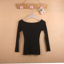 Autumn and Winter Basic Women Sweater Strapless Slash Neck Knitting Sweater Top Thread Slim70058