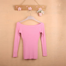 Autumn and Winter Basic Women Sweater Strapless Slash Neck Knitting Sweater Top Thread Slim70058