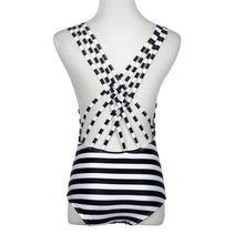 Backless Jumpsuit Sexy Cross Bandage Halter Women Bodysuit Striped Summer Beachwear Padded Sexy Rompers#121