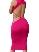 Backless Open Back Open Midi Dress Solid Color Red Grey Sexy Club Party Dresses Womens Summer 2016 Plus Size