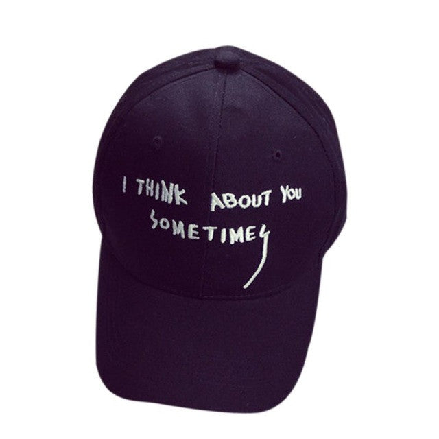 Baseball Cap Boys Girls I Think About You Sometimes Letter Embroidery Snapback Hip Hop Flat Hat #2132