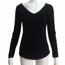 Basic T-Shirt Women V-Neck Long Sleeve Casual Shirt Autunb Spring Solid Slim Shirt Top Camiseta Femenina#112