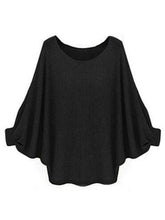 Batwing Sleeve O-Neck Solid Black Knitting Loose Blouse Women New Fashion 2016 Autumn Casual Blouse Khaki Fall Blouse For Women