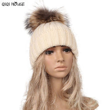 Beanie Women Winter Hats Warm Crochet Soft Kintted Wool Women Hat Out Door Fur Pompom Gorros Mujer Invierno#C103