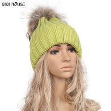 Beanie Women Winter Hats Warm Crochet Soft Kintted Wool Women Hat Out Door Fur Pompom Gorros Mujer Invierno#C103