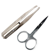 Beauty Curved Edge Eyebrow Hair Scissor Steel Cutter + LED Light Tweezer Make Up Tool Hot Sale