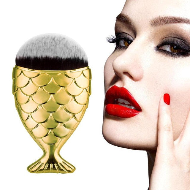 Best Price! 6*1.5*11cm Fish Scale Makeup Brush Fishtail Bottom Brush Powder Blush Makeup Cosmetic Brushes Tool Anne