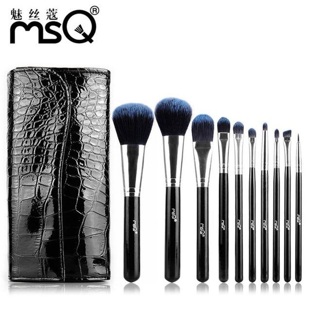 Best Price! Advanced Artificial Fiber Blue Classic Cosmetic Brush Set Cosmetic Brush Bag Beauty trucco Anne