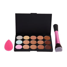Best Price! High Quality 15 Concealer + Angled Brush + Sponge Puff Makeup Contour artificial fiber Material Anne