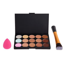 Best Price! High Quality 15 Concealer + Angled Brush + Sponge Puff Makeup Contour artificial fiber Material Anne