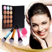 Best Price! High Quality 15 Concealer + Angled Brush + Sponge Puff Makeup Contour artificial fiber Material Anne