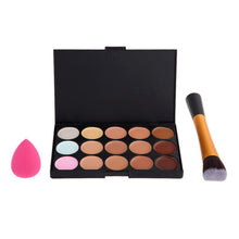 Best Price! High Quality 15 Concealer + Angled Brush + Sponge Puff Makeup Contour artificial fiber Material Anne