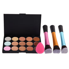 Best Price! High Quality 15 Concealer + Angled Brush + Sponge Puff Makeup Contour artificial fiber Material Anne