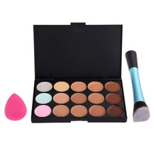 Best Price! High Quality 15 Concealer + Angled Brush + Sponge Puff Makeup Contour artificial fiber Material Anne