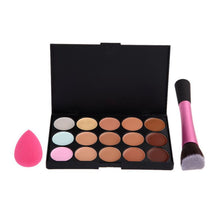 Best Price! High Quality 15 Concealer + Angled Brush + Sponge Puff Makeup Contour artificial fiber Material Anne