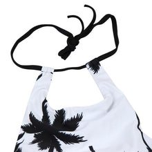 Bikinis Women Bandage Crop Top Printing Beach Coconut Tree Backless Halter Top Strappy Bralette Short Bustier Top#B721