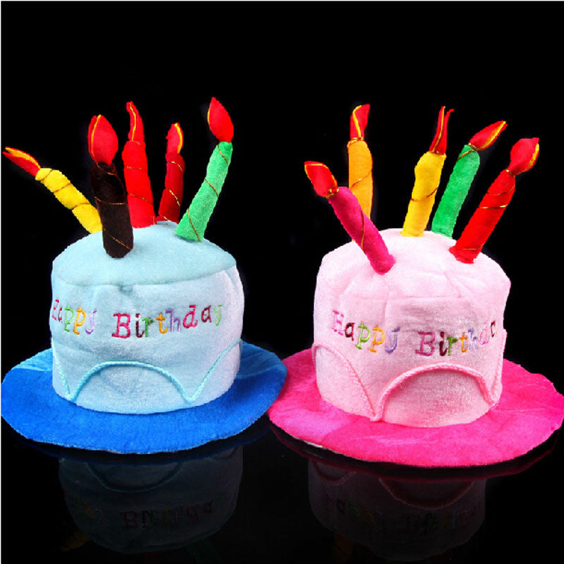 Birthday Cake Candle Hat Short Plush Adult Party Amusement Park Supplies Performing Dress Props Dog Cap