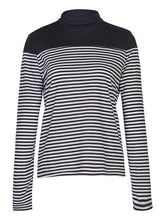 Black And White Striped Shirt Patchwork High Neck Blouse Knitted Long Sleeve Top Women Tops And Blouses 2016 New