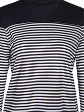 Black And White Striped Shirt Patchwork High Neck Blouse Knitted Long Sleeve Top Women Tops And Blouses 2016 New
