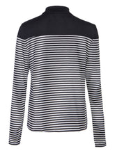 Black And White Striped Shirt Patchwork High Neck Blouse Knitted Long Sleeve Top Women Tops And Blouses 2016 New