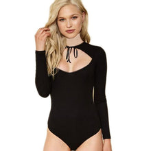 Black Bodysuit Long Sleeve Hollow Out Sexy Rompers For Women Slim One Piece Bodysuits For Women#A11