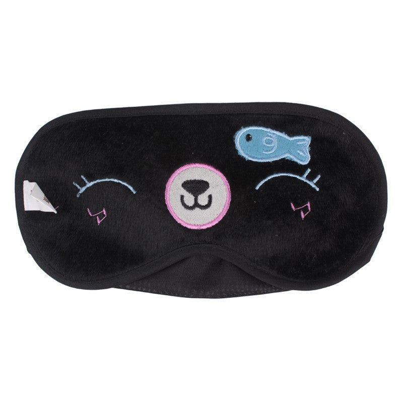 Black Cat Style Bamboo Carbon Cloth Cartoon Pattern Eye Mask Cover Shade Blindfold for Sleeping and Travel Rest
