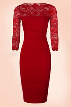 Blooming Jelly Lace Patchwork Dress Red O-Neck Pencil Dress Mid-calf Vintage Summer Dresses 2017